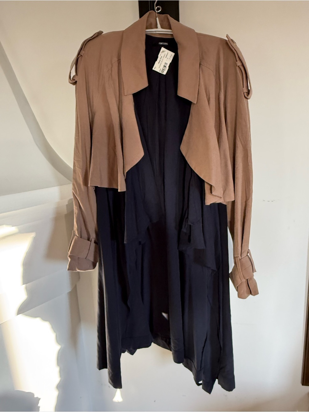 Lightweight Two-Tone Trench Coat - Taupe and deep navy